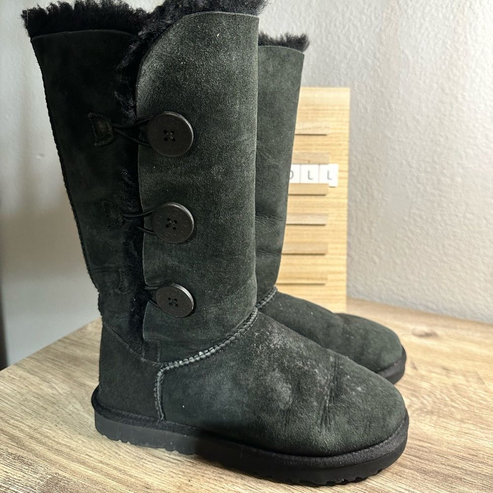 UGG Black Bailey Button Tall Uggs Size 7